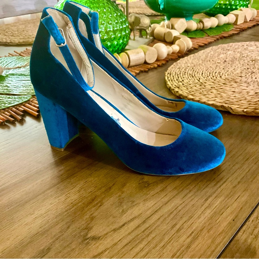 Fergie Blue Velvet Platform Heels
